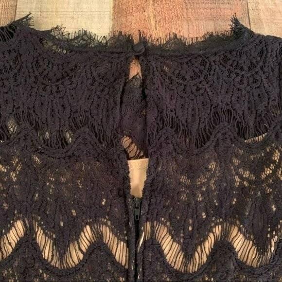 B. Darlin womens black lace mini dress with nude underlay - Picture 9 of 10